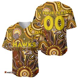 Personalised Hawks NAIDOC Week 2024 Baseball Jersey Shirt Aussie Aboriginal Art