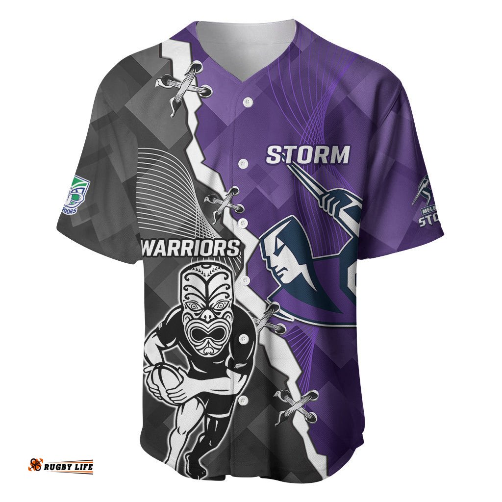 Personalised Storm And Warriors Rugby Baseball Jersey Shirt Sporty Style