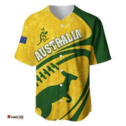 Personalised Aussie Wallabies Baseball Jersey Shirt Rugby World Cup Sporty Dynamic