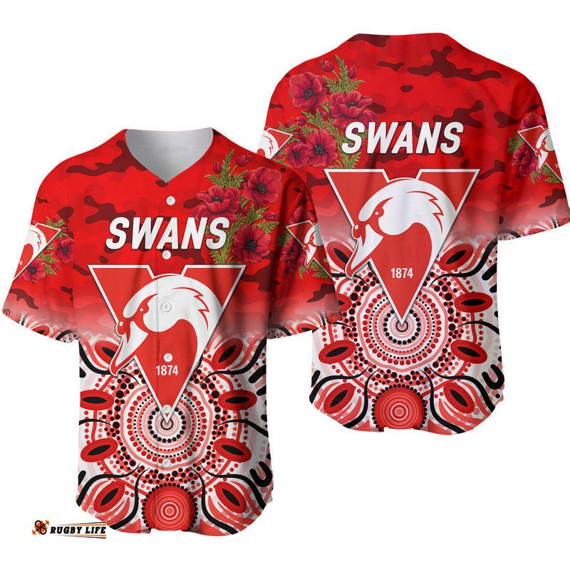 Sydney Swans ANZAC Baseball Jersey Shirt Indigenous Vibes