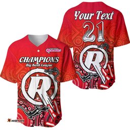 Custom Personalised Melbourne Renegades Champions Baseball Jersey Shirt Lizard Indigenous Aboriginal