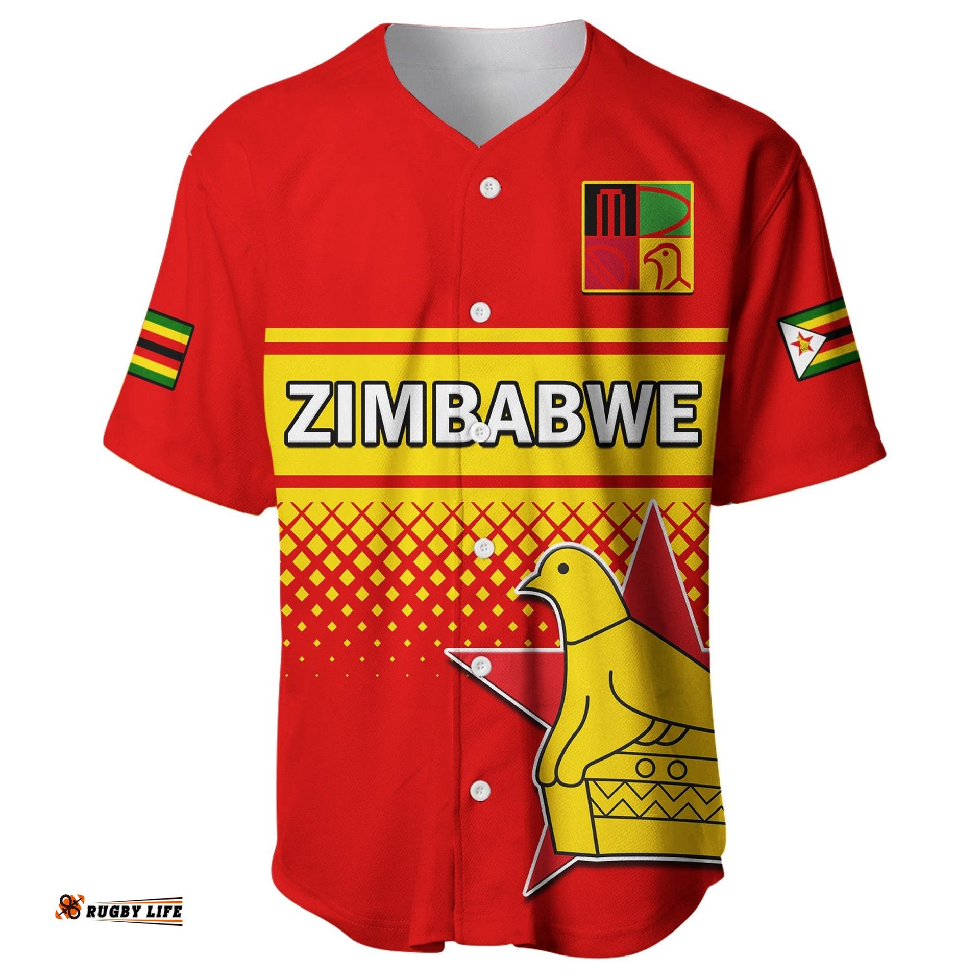 Zimbabwe Cricket Baseball Jersey Shirt The Chevrons ODI Style 05