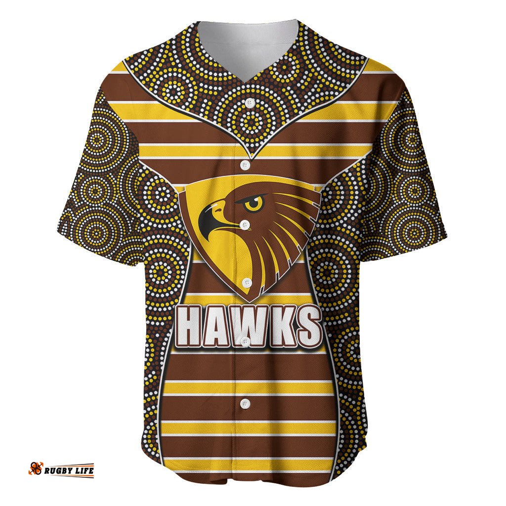 AFL Hawks Baseball Jersey Shirt Mix Dot Aboriginal