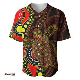 Aboriginal Turtle Baseball Jersey Shirt Red Style