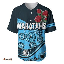Waratahs Rugby Baseball Jersey Shirt NSW Red Waratahs Indigenous