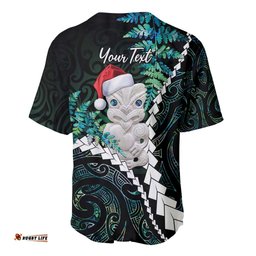New Zealand Personalised Baseball Jersey Shirt Meri Kirihimete Kowhaiwhai Mix Paua Shell Emerald