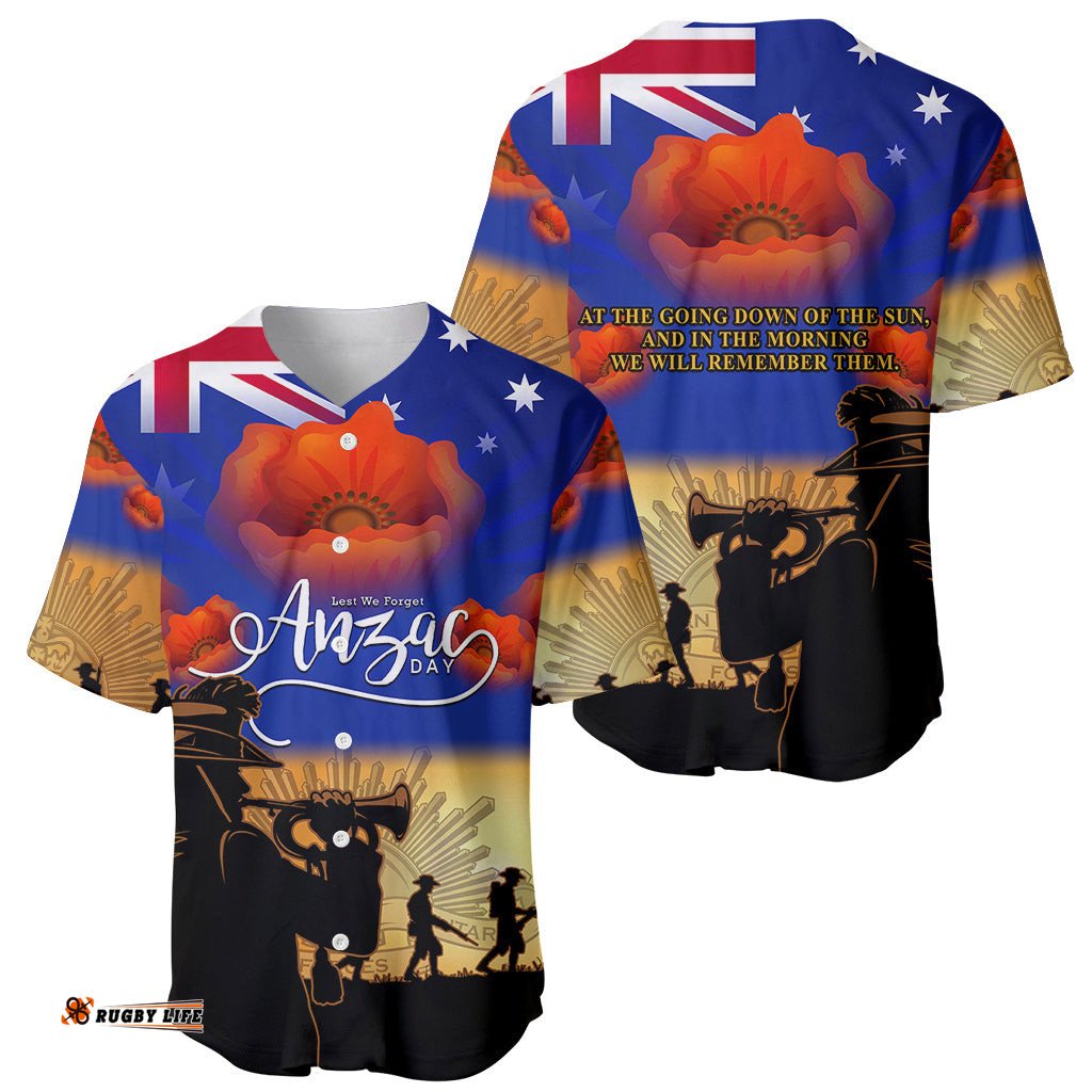 Aussie ANZAC Baseball Jersey Shirt Australian Army Poppy Mix Flag 08