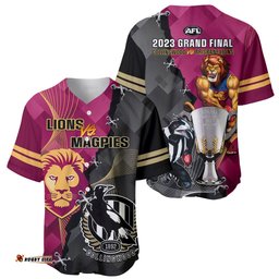 Collingwood And Lions Football Baseball Jersey Shirt Grand Final Magpies Brisbane Together