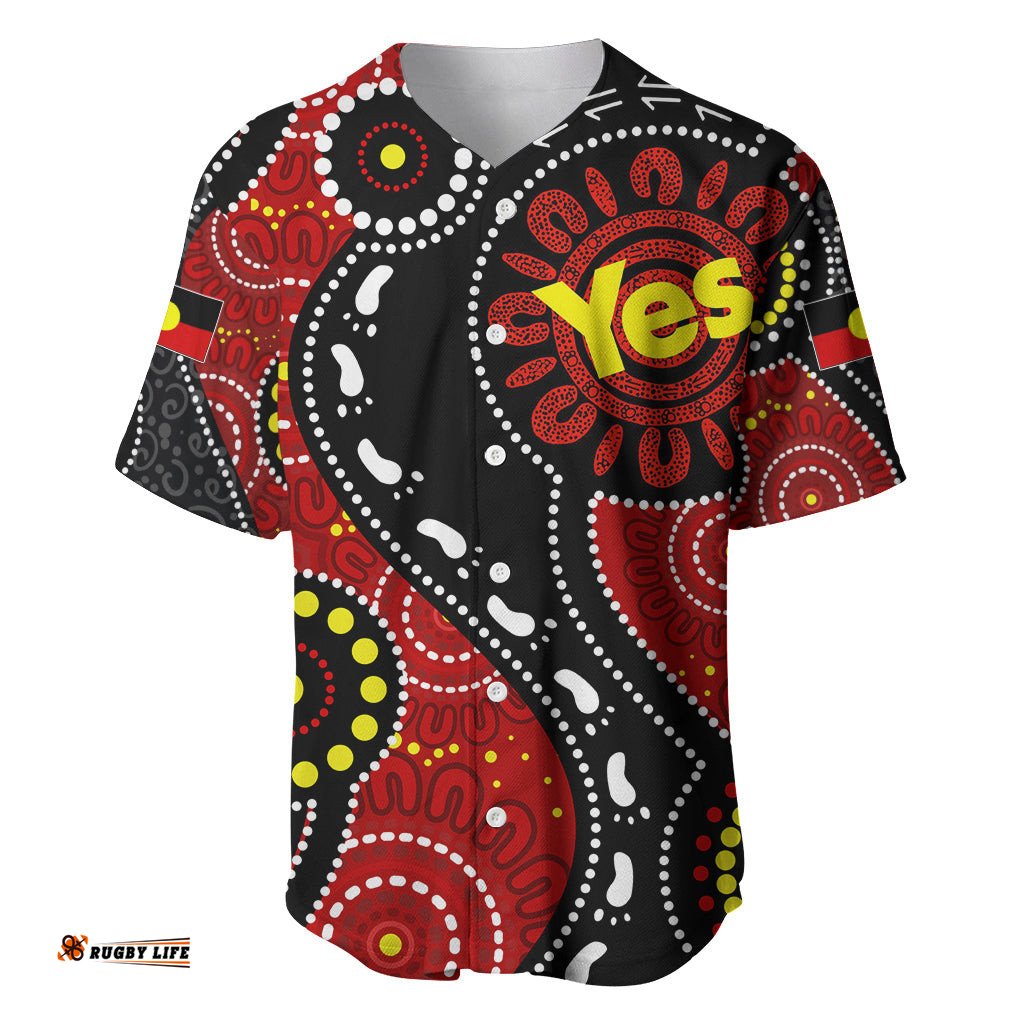 Australia Indigenous Baseball Jersey Shirt Vote Yes Aboriginal Flag Color