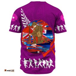 New Zealand Anzac Red Poopy Purple Baseball Jersey Shirt