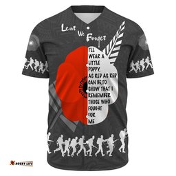 Custom New Zealand Anzac Red Poopy Baseball Jersey Shirt