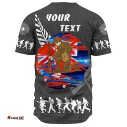 Custom New Zealand Anzac Red Poopy Baseball Jersey Shirt