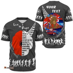 Custom New Zealand Anzac Red Poopy Baseball Jersey Shirt