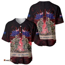 Australia And New Zealand ANZAC Day Baseball Jersey Shirt Soldiers Lest We Forget