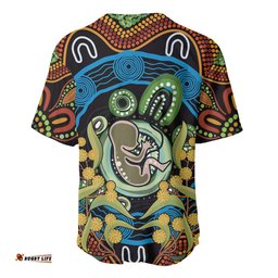 Baby in the Womb Baseball Jersey Shirt Aboriginal Art Style