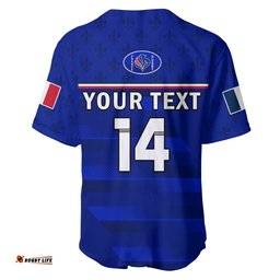 Custom Text And Number France Rugby Baseball Jersey Shirt Outgoing Tour Allez Les Bleus
