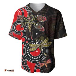Aboriginal Dragonfly Baseball Jersey Shirt Red Style