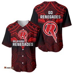 Melbourne Renegades Cricket Baseball Jersey Shirt Unique Indigenous Art Mix Polynesian Pattern