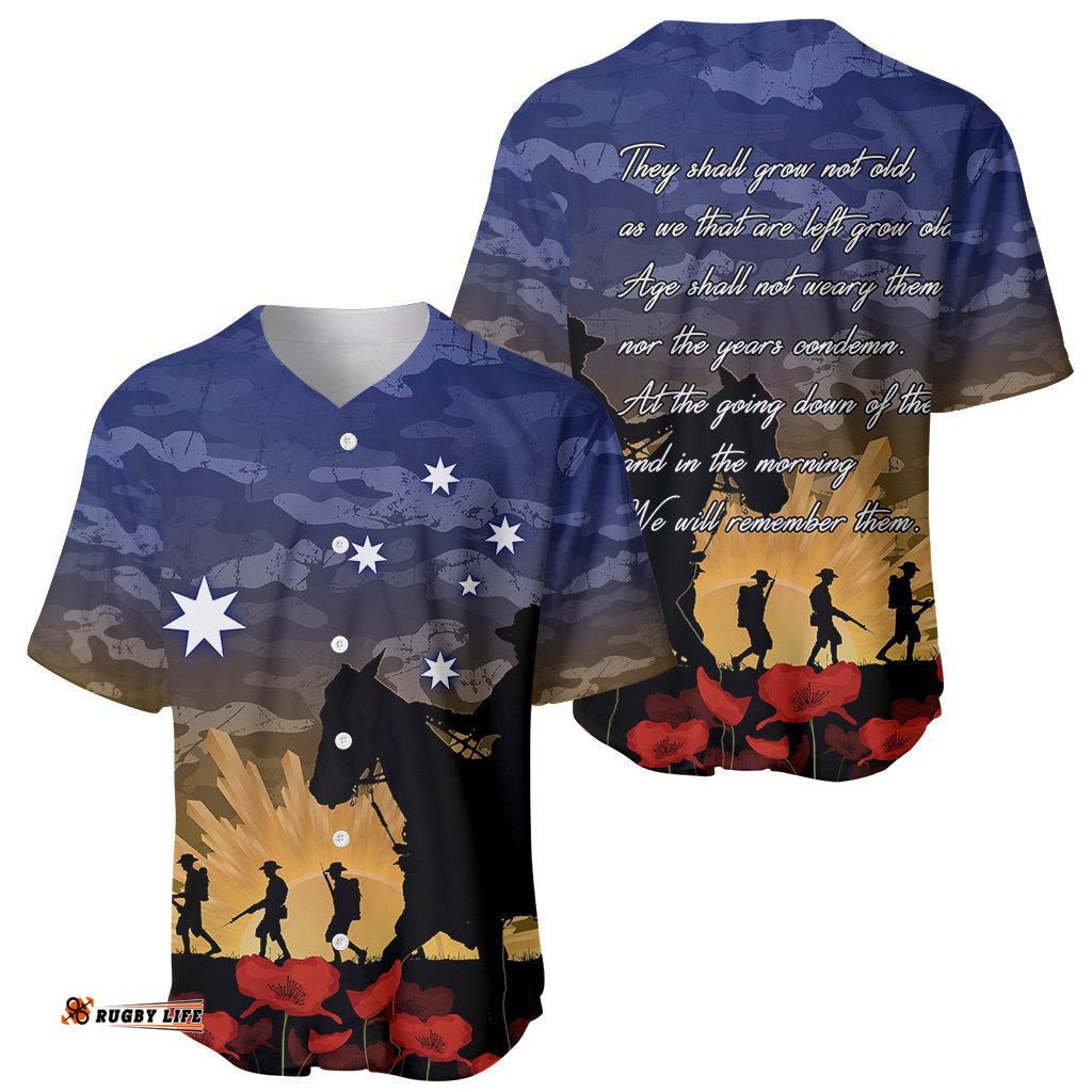 ANZAC DAY Baseball Jersey Shirt Camo Style Dawn Service 08