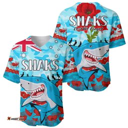 Sharks Rugby ANZAC Baseball Jersey Shirt Lest We Forget