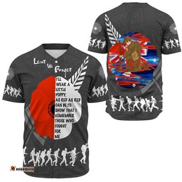 New Zealand Anzac Red Poopy Baseball Jersey Shirt