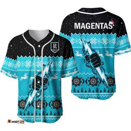 Port Adelaide Football Baseball Jersey Shirt Magentas Indigenous Merry Christmas Ver.02