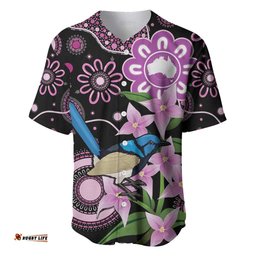 Personalised Australia Boronia And Malurus Cyaneus Baseball Jersey Shirt Aboriginal Art