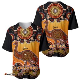 Personalised Australia Aquarius Emu Zodiac Baseball Jersey Shirt Auz Astrology Aboriginal Red