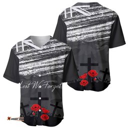 ANZAC DAY Baseball Jersey Shirt Camo Style Lest We Forget 09
