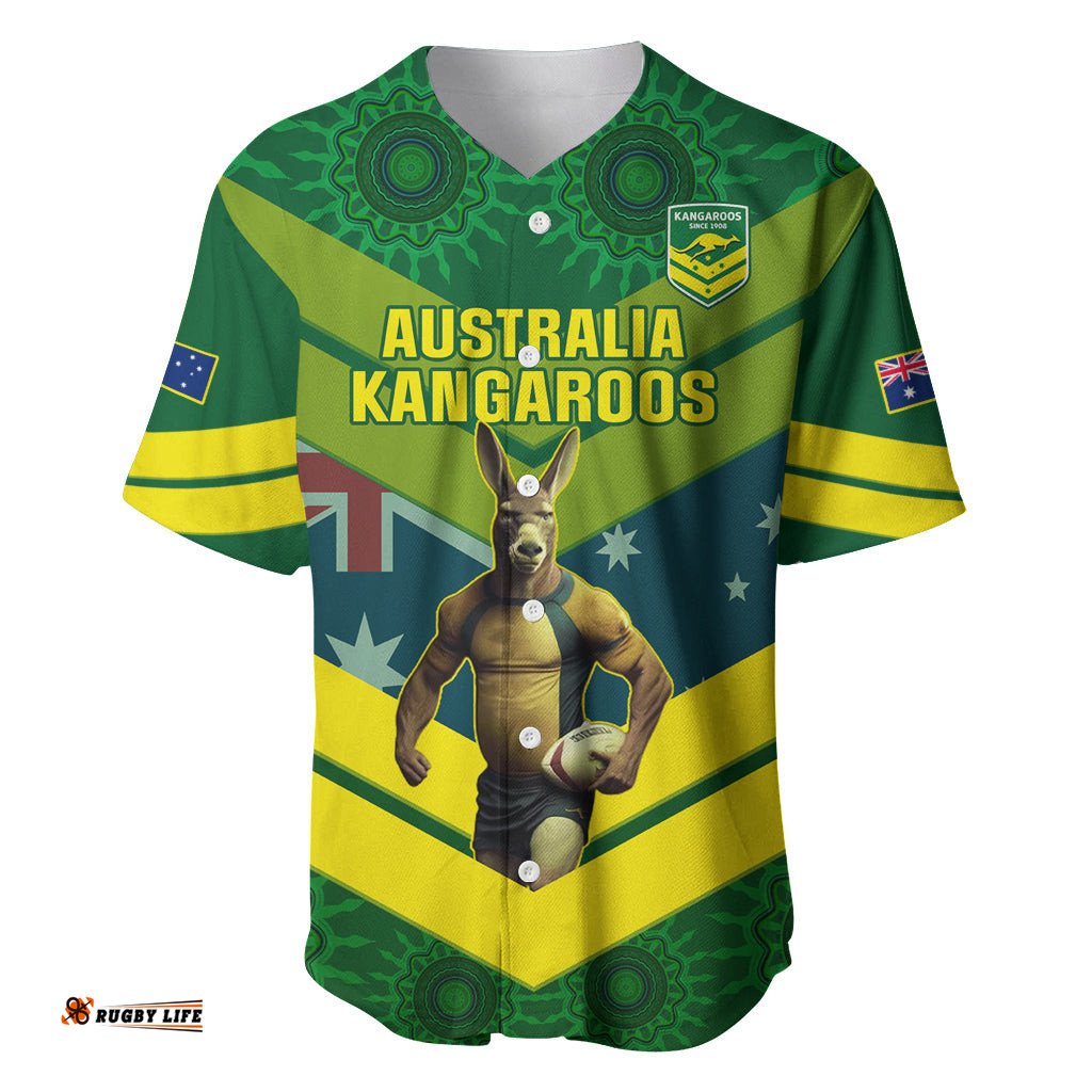 Custom Australia Rugby Baseball Jersey Shirt Pacific Go Aussie Kangaroos