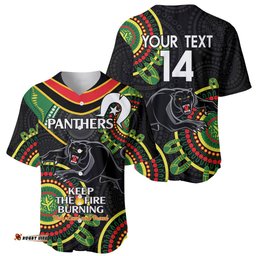 Custom NRL Panthers NAIDOC Week Baseball Jersey Shirt Keep The Fire Burning Indigenous Art