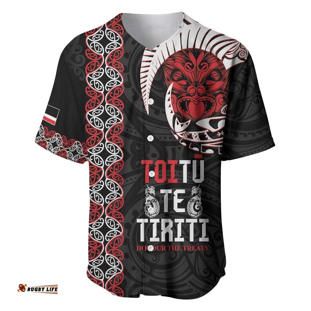 Aotearoa Toitu Te Tiriti Baseball Jersey Shirt Honour The Treaty Maori Haka