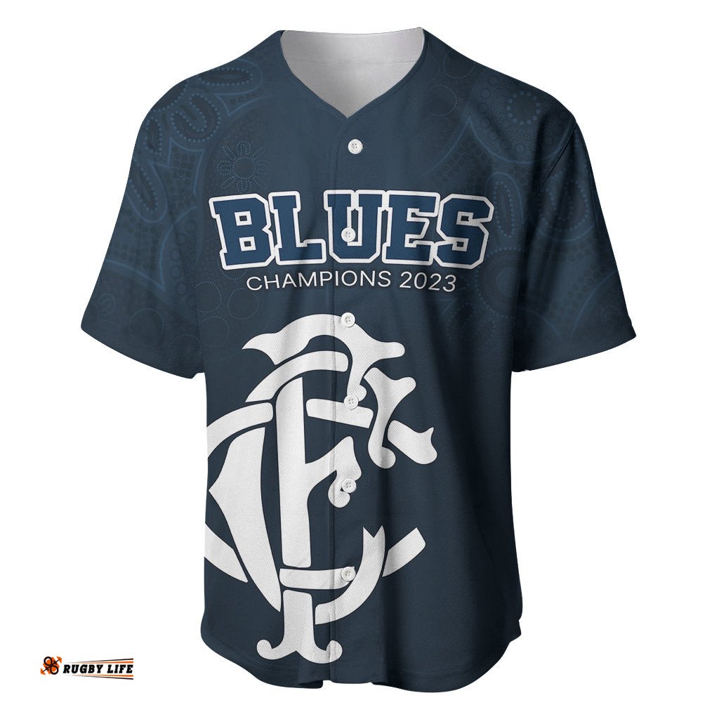 Custom AFL Blues Champions Baseball Jersey Shirt Proud Carlton Aboriginal Vibe