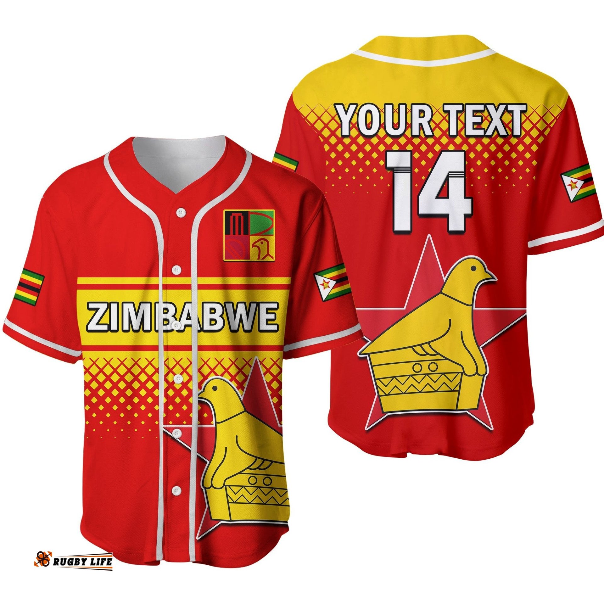 Custom Text And Number Zimbabwe Cricket Baseball Jersey Shirt The Chevrons ODI Style Ver.02
