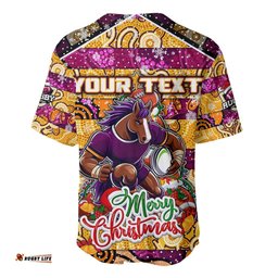 Custom Broncos Rugby Merry Christmas Baseball Jersey Shirt Indigenous Australian Art