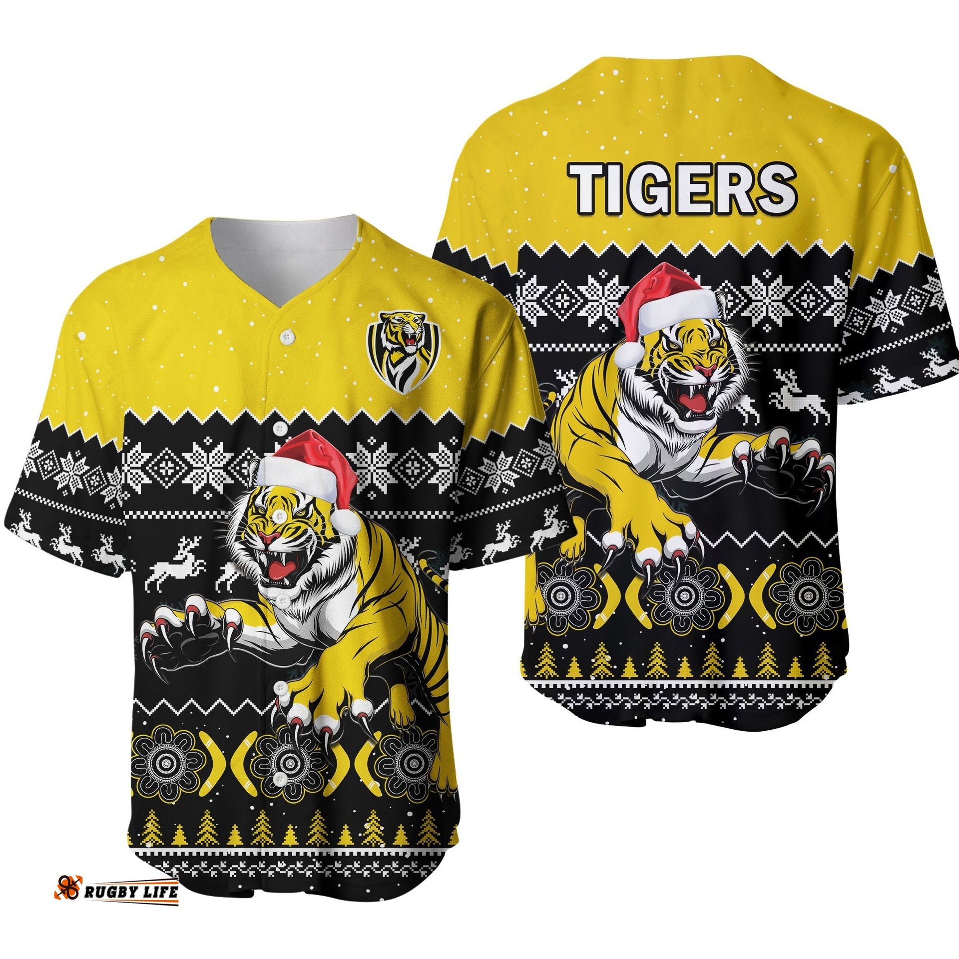 Richmond Football Baseball Jersey Shirt Tigers Indigenous Merry Christmas