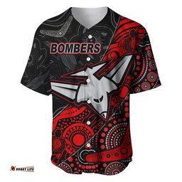 Custom Text and Number Bombers Football Baseball Jersey Shirt Essendon Aboriginal