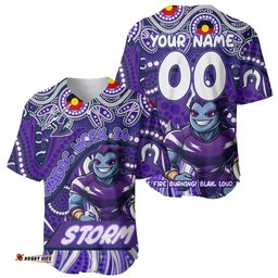 Custom Australia NAIDOC Week 2024 Baseball Jersey Shirt Melbourne Storm Mascot Keep The Fire Burning