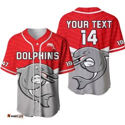 Custom Text And Number Dolphins Rugby Baseball Jersey Shirt Sporty Style Strip Ver.02