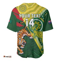 Custom Bangladesh And Australia Cricket Baseball Jersey Shirt Kangaroo Tiger Together