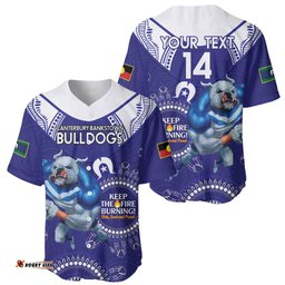 Custom NRL Bulldogs NAIDOC Week Baseball Jersey Shirt Keep The Fire Burning Indigenous Art