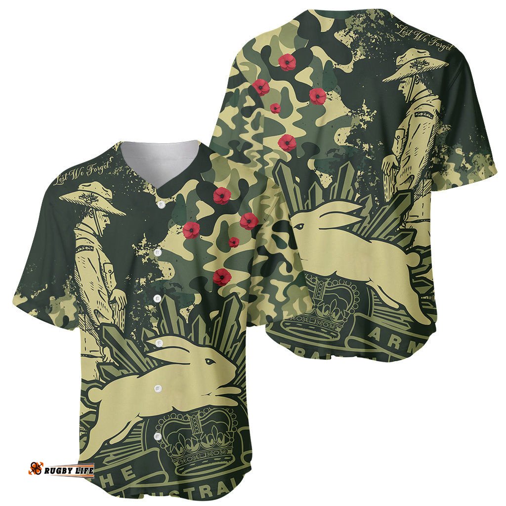NRL ANZAC Rabbitohs Baseball Jersey Shirt Camouflage 09