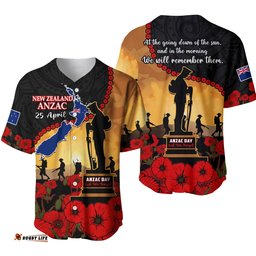 New Zealand Anzac Baseball Jersey Shirt Maori Camouflage Mix Poppies We Will Remember Them Ver.01