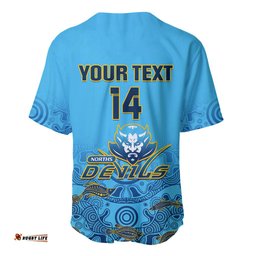 Personalised Australia Rugby Baseball Jersey Shirt Norths Devils Indigenous Art