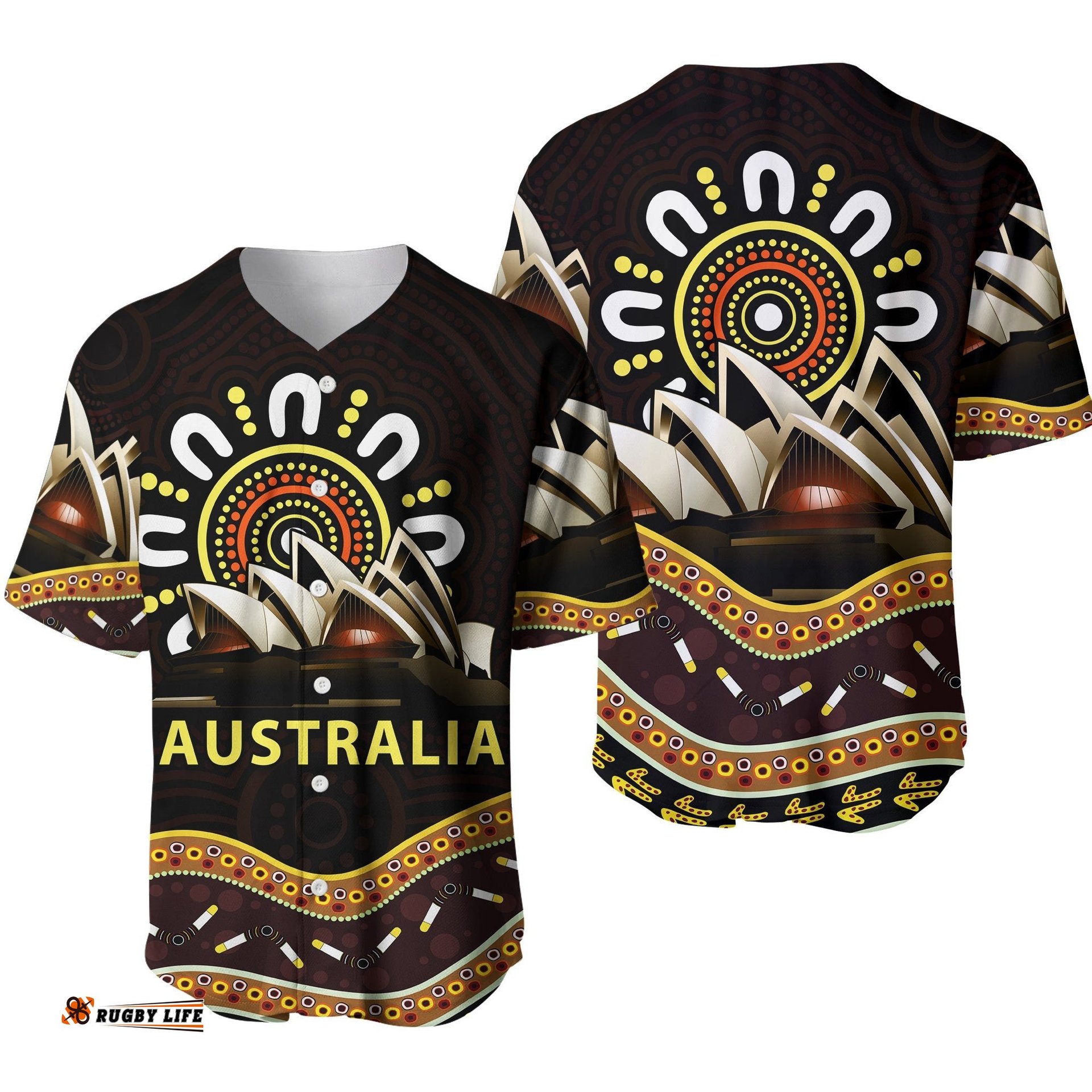 Sydney Australia Baseball Jersey Shirt Aboriginal Art Sydney Opera House