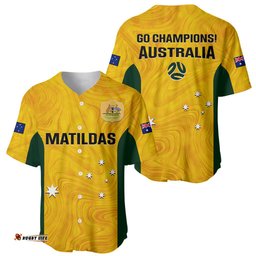 Australia Soccer Baseball Jersey Shirt Gold Matildas World Cup Go Champions
