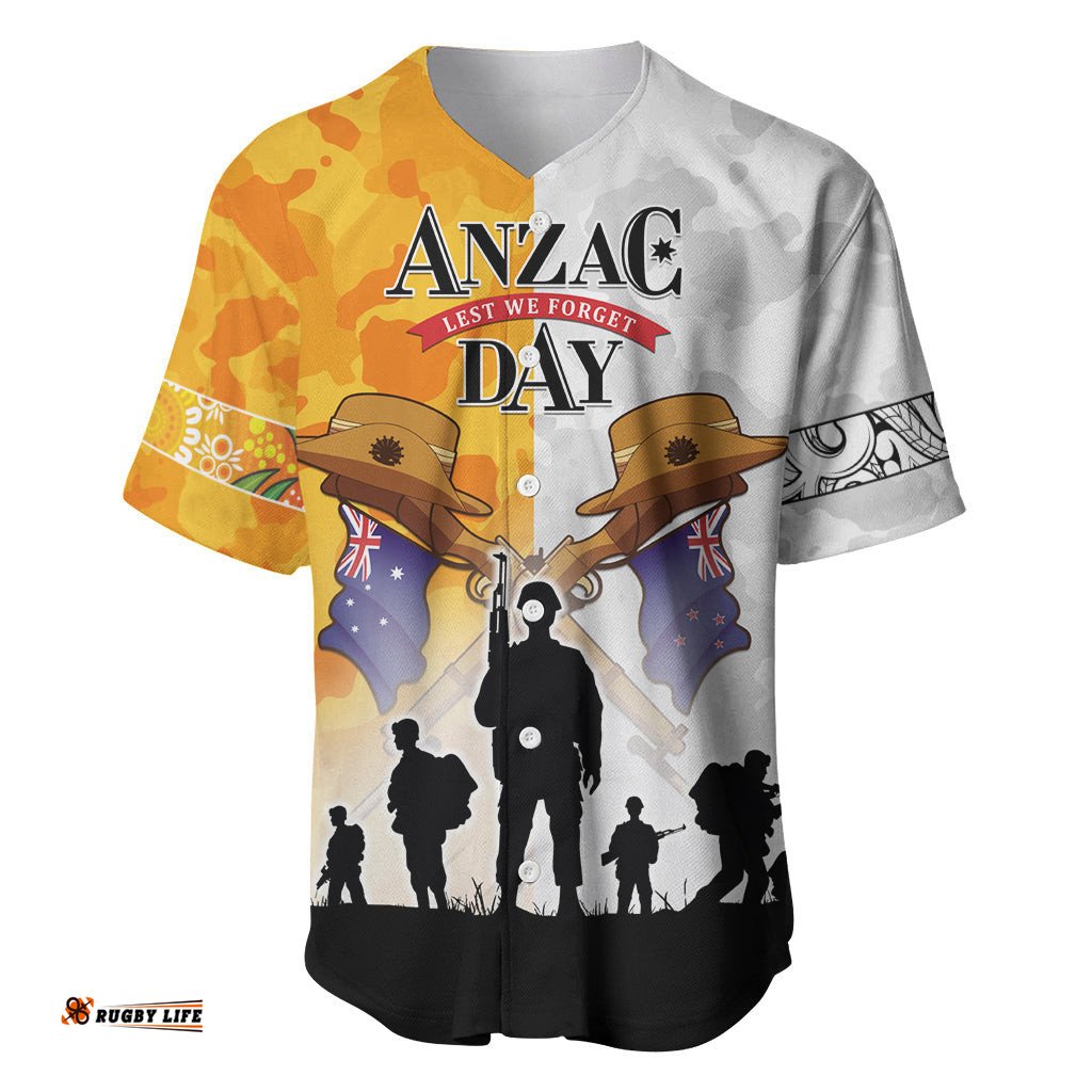 Australia And New Zealand ANZAC Day Baseball Jersey Shirt Lest We Forget