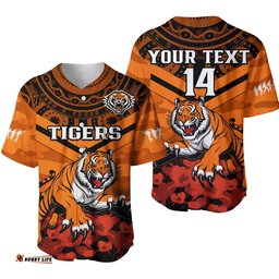 Custom Text And Number Tigers Rugby ANZAC Rugby Baseball Jersey Shirt Camouflage Mix Indigenous Ver.01