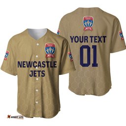 Custom Personalised Newcastle Jets Baseball Jersey Shirt Soccer Club Original Style Gold