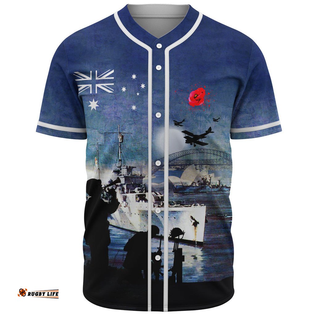 Australia Anzac Day Baseball Jersey Shirt At The Going Down Of The Sun Shirt 01